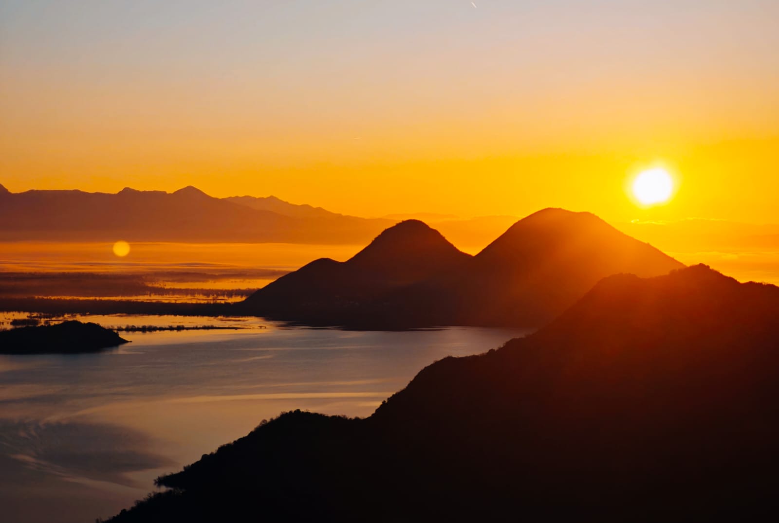 Sunrise view over Skadar Lake from the Sunrise Viewpoint